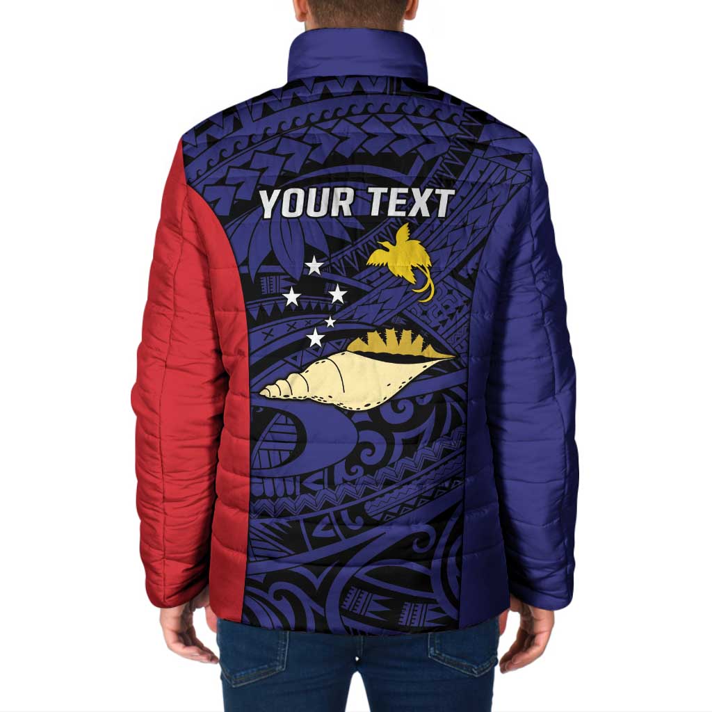 Personalised PNG West New Britain Province Padded Jacket Bird of Paradise Tattoo Flag Motif LT9 - Polynesian Pride