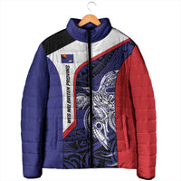 Personalised PNG West New Britain Province Padded Jacket Bird of Paradise Tattoo Flag Motif LT9 - Polynesian Pride