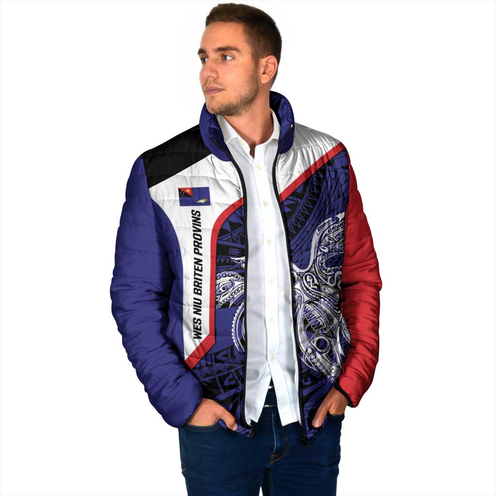 Personalised PNG West New Britain Province Padded Jacket Bird of Paradise Tattoo Flag Motif LT9 - Polynesian Pride