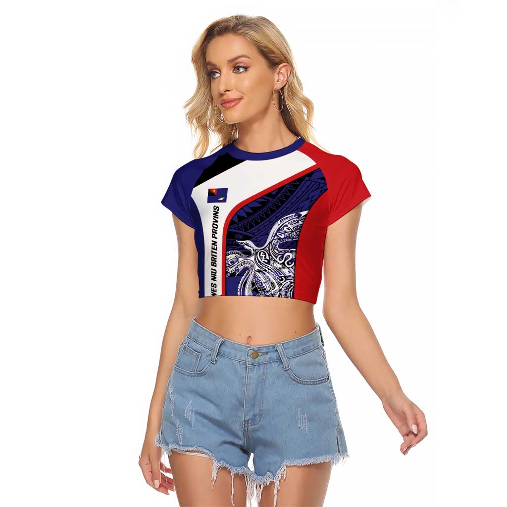 Personalised PNG West New Britain Province Raglan Cropped T Shirt Bird of Paradise Tattoo Flag Motif - Polynesian Pride