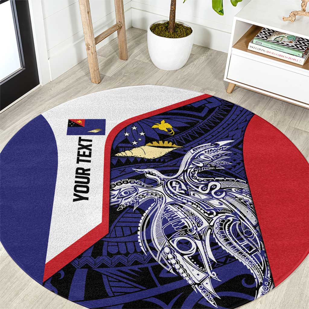 Personalised PNG West New Britain Province Round Carpet Bird of Paradise Tattoo Flag Motif - Polynesian Pride
