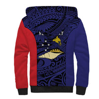 Personalised PNG West New Britain Province Sherpa Hoodie Bird of Paradise Tattoo Flag Motif - Polynesian Pride