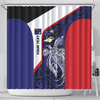 Personalised PNG West New Britain Province Shower Curtain Bird of Paradise Tattoo Flag Motif - Polynesian Pride