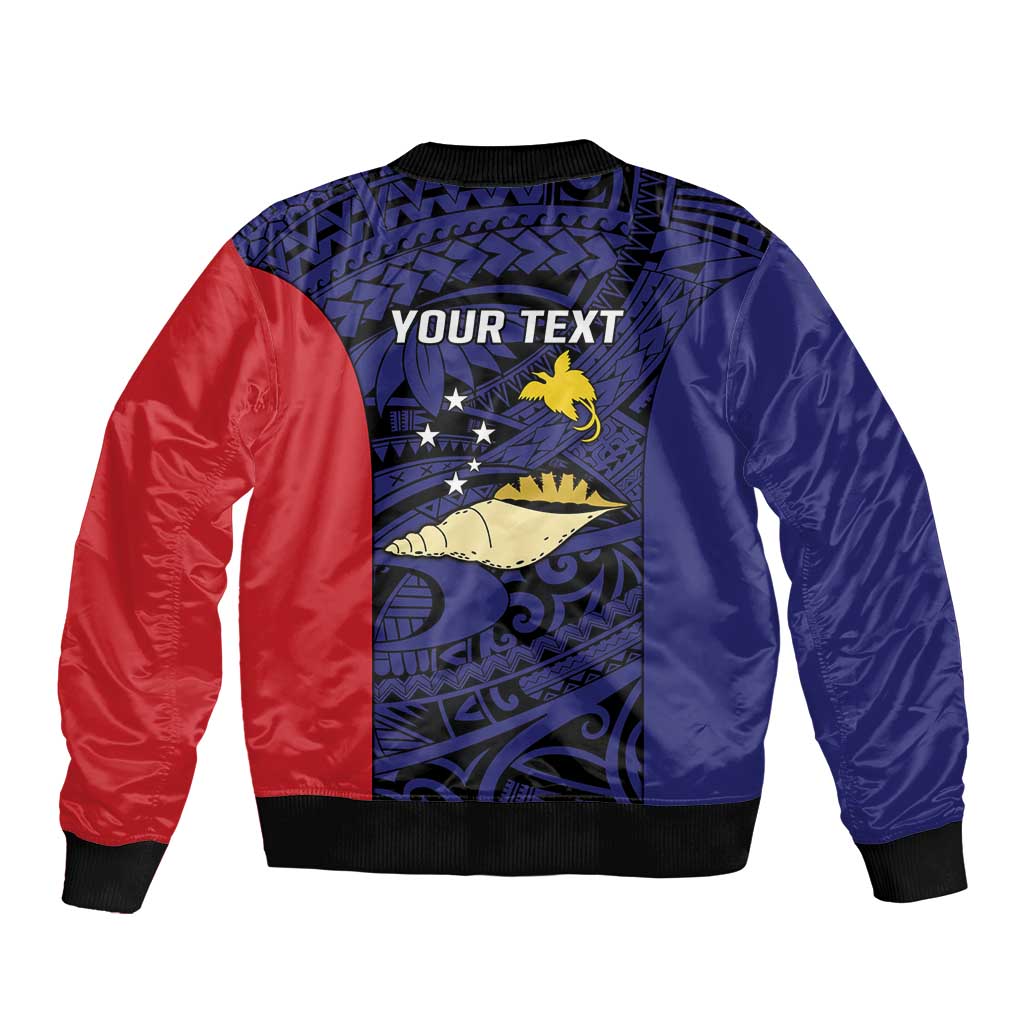 Personalised PNG West New Britain Province Sleeve Zip Bomber Jacket Bird of Paradise Tattoo Flag Motif - Polynesian Pride