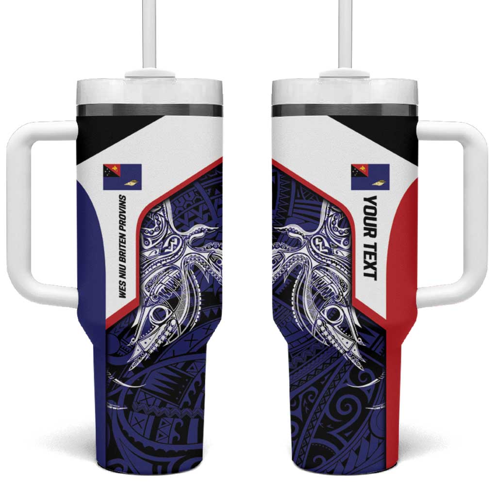 Personalised PNG West New Britain Province Tumbler With Handle Bird of Paradise Tattoo Flag Motif - Polynesian Pride