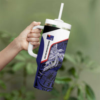 Personalised PNG West New Britain Province Tumbler With Handle Bird of Paradise Tattoo Flag Motif - Polynesian Pride