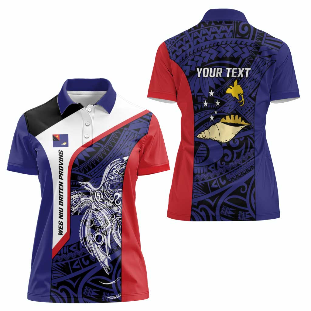 Personalised PNG West New Britain Province Women Polo Shirt Bird of Paradise Tattoo Flag Motif - Polynesian Pride