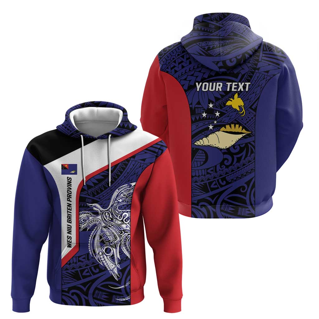 Personalised PNG West New Britain Province Zip Hoodie Bird of Paradise Tattoo Flag Motif - Polynesian Pride