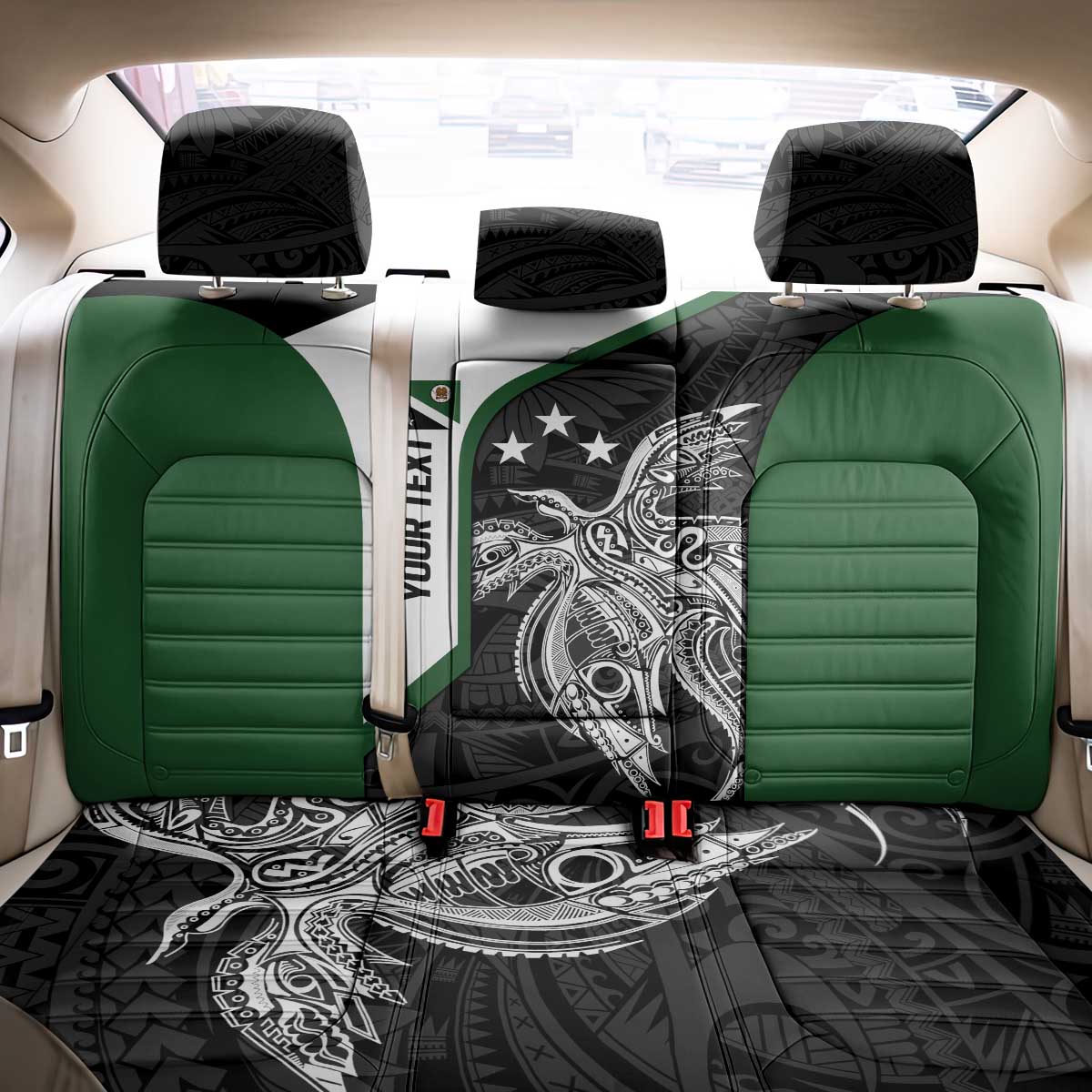 Personalised PNG Western Highlands Province Back Car Seat Cover Bird of Paradise Tattoo Flag Motif - Polynesian Pride