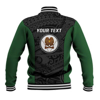 Personalised PNG Western Highlands Province Baseball Jacket Bird of Paradise Tattoo Flag Motif - Polynesian Pride