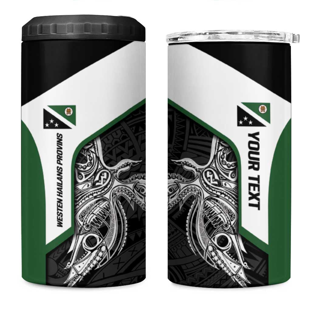 Personalised PNG Western Highlands Province 4 in 1 Can Cooler Tumbler Bird of Paradise Tattoo Flag Motif - Polynesian Pride