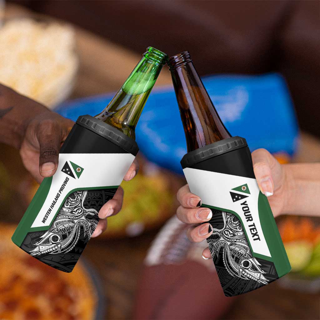 Personalised PNG Western Highlands Province 4 in 1 Can Cooler Tumbler Bird of Paradise Tattoo Flag Motif - Polynesian Pride