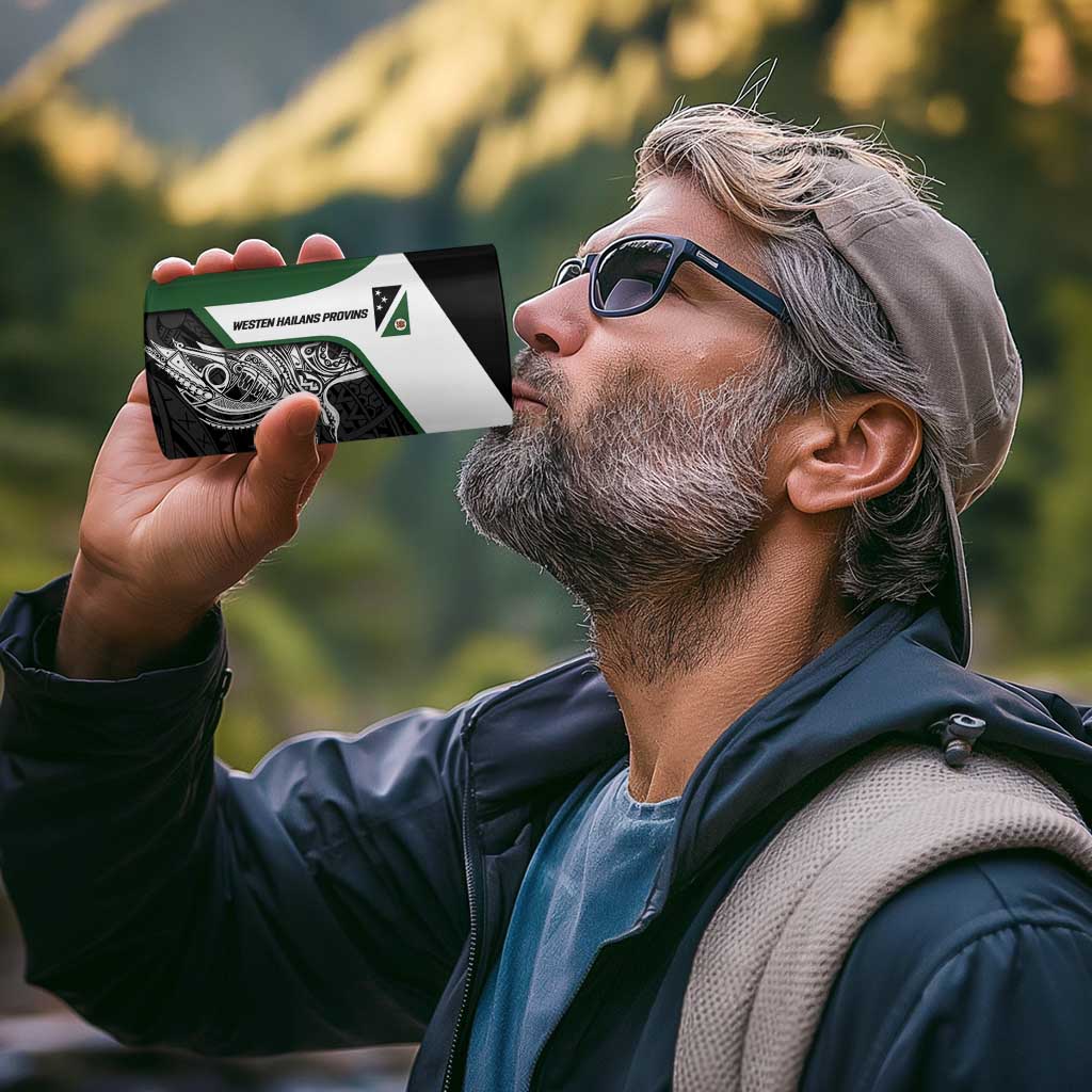 Personalised PNG Western Highlands Province 4 in 1 Can Cooler Tumbler Bird of Paradise Tattoo Flag Motif - Polynesian Pride