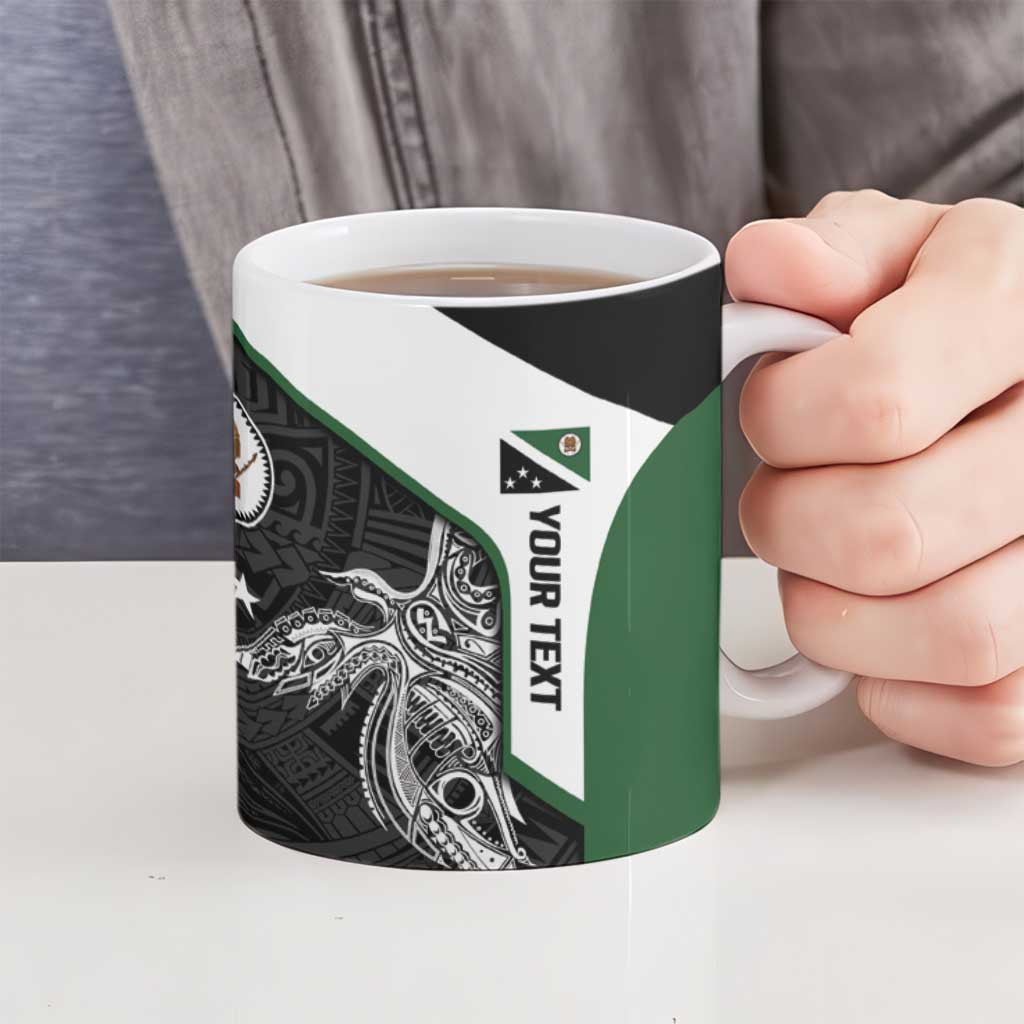 Personalised PNG Western Highlands Province Ceramic Mug Bird of Paradise Tattoo Flag Motif - Polynesian Pride