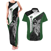 Personalised PNG Western Highlands Province Couples Matching Tank Maxi Dress and Hawaiian Shirt Bird of Paradise Tattoo Flag Motif - Polynesian Pride