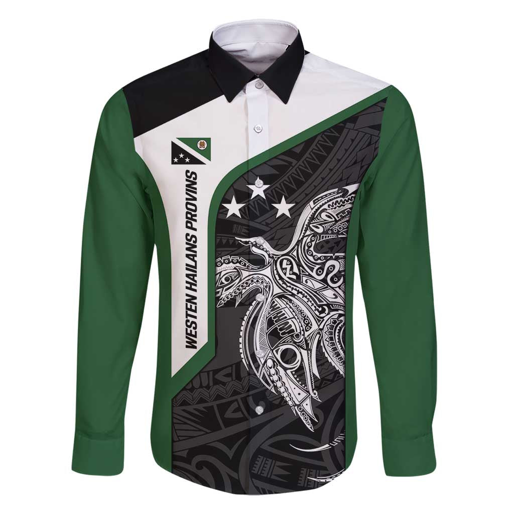 Personalised PNG Western Highlands Province Family Matching Long Sleeve Bodycon Dress and Hawaiian Shirt Bird of Paradise Tattoo Flag Motif - Polynesian Pride