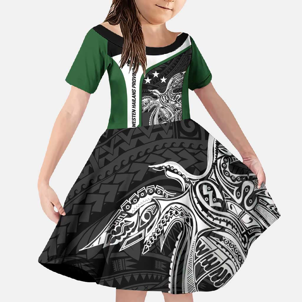Personalised PNG Western Highlands Province Family Matching Mermaid Dress and Hawaiian Shirt Bird of Paradise Tattoo Flag Motif - Polynesian Pride