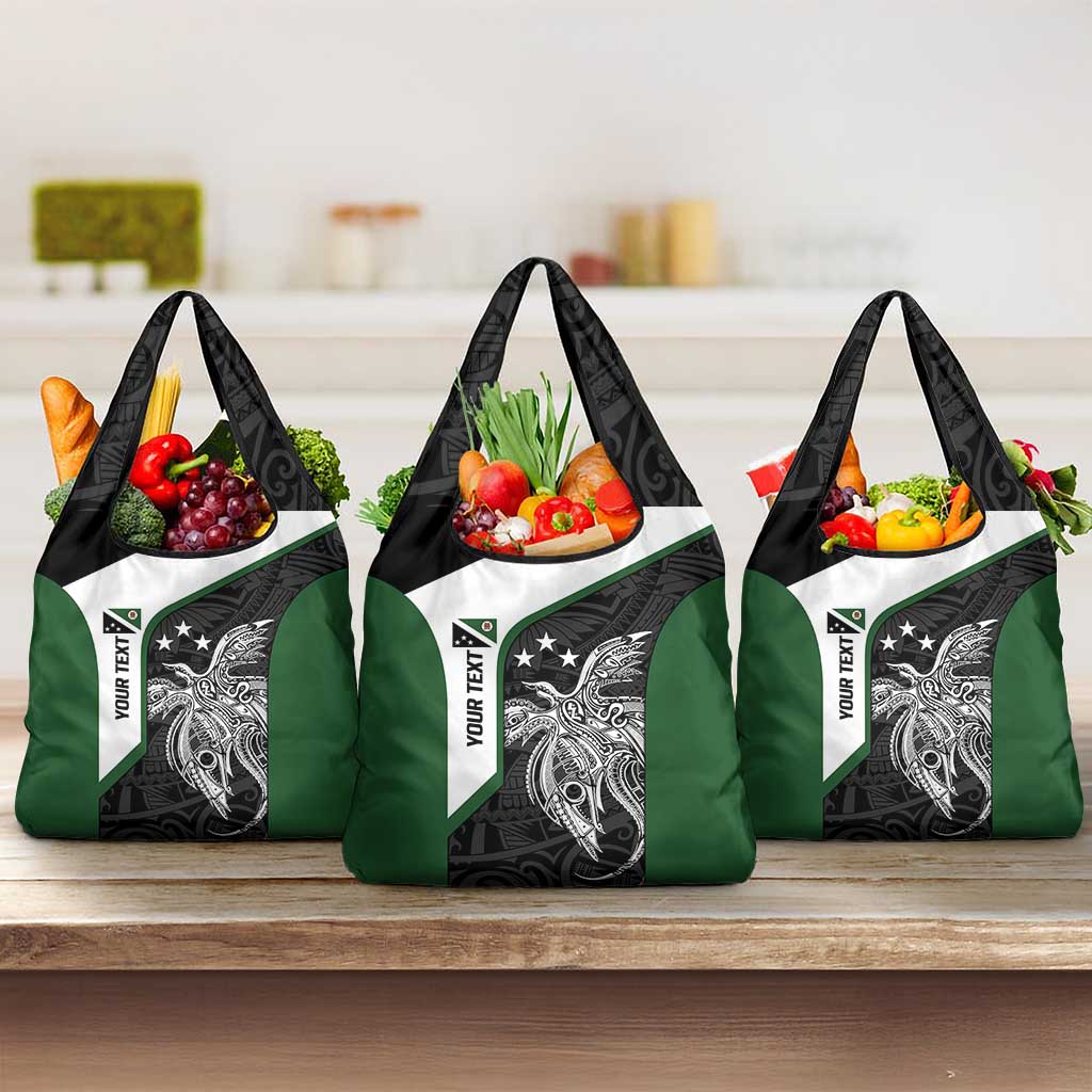 Personalised PNG Western Highlands Province Grocery Bag Bird of Paradise Tattoo Flag Motif - Polynesian Pride