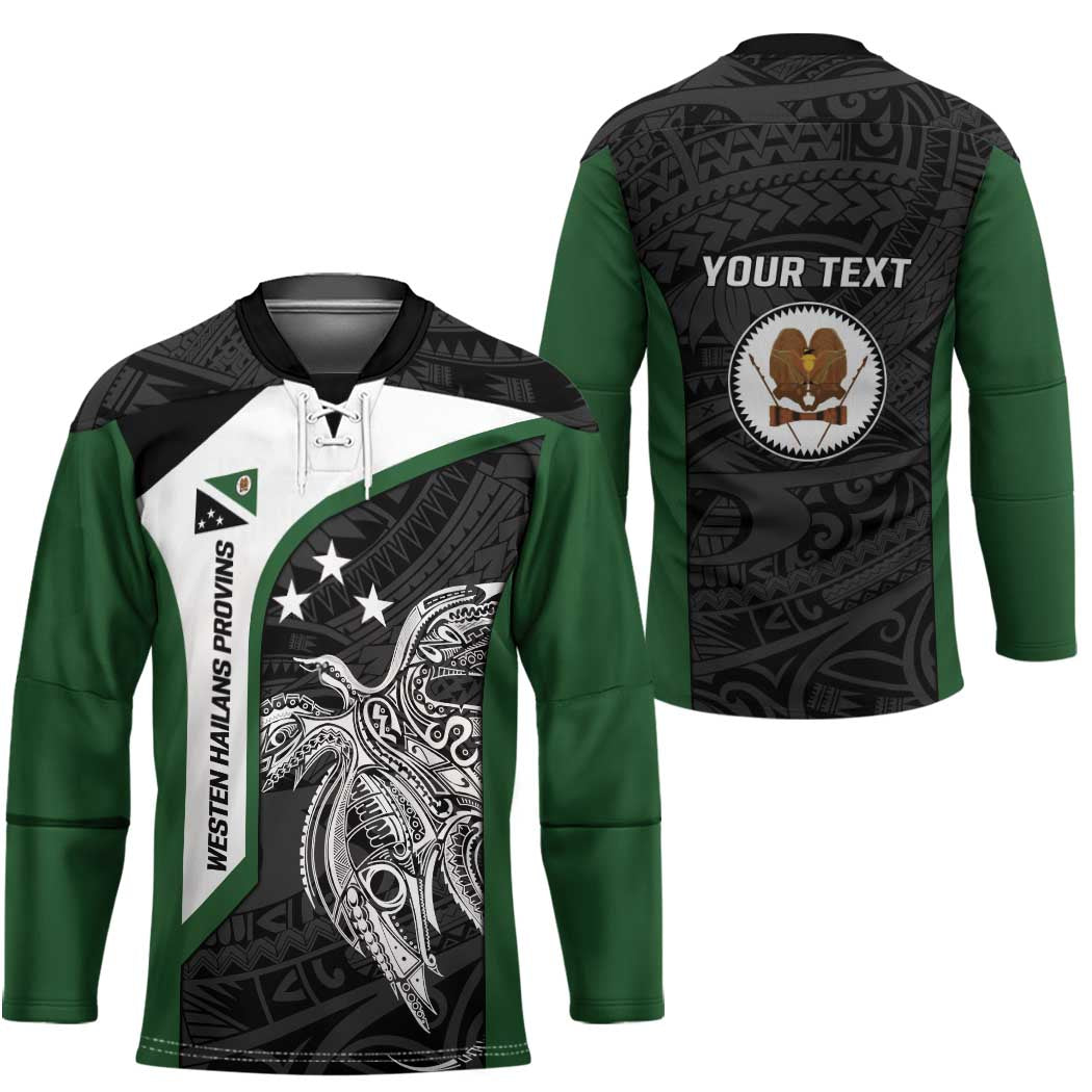 Personalised PNG Western Highlands Province Hockey Jersey Bird of Paradise Tattoo Flag Motif - Polynesian Pride