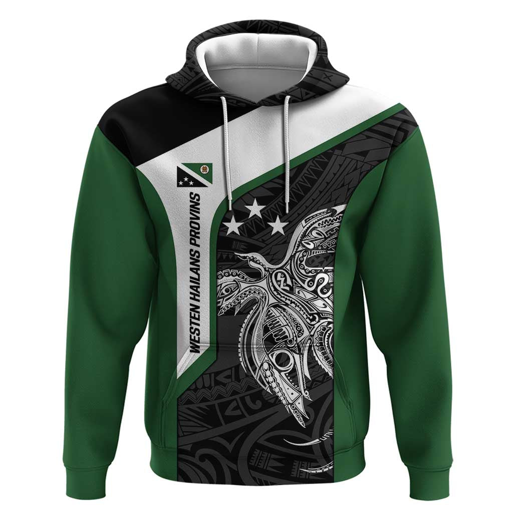 Personalised PNG Western Highlands Province Hoodie Bird of Paradise Tattoo Flag Motif - Polynesian Pride