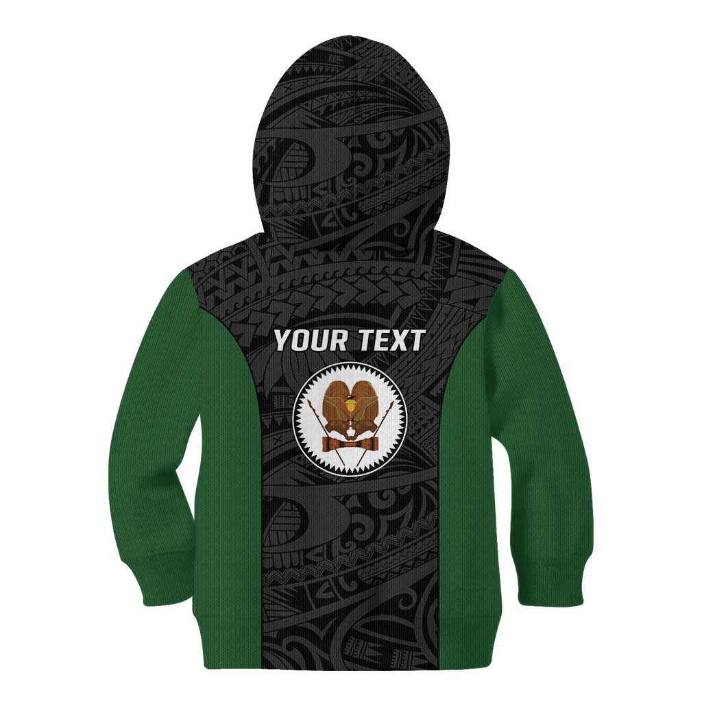 Personalised PNG Western Highlands Province Kid Hoodie Bird of Paradise Tattoo Flag Motif - Polynesian Pride