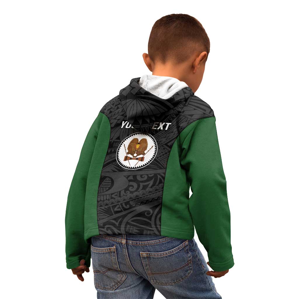 Personalised PNG Western Highlands Province Kid Hoodie Bird of Paradise Tattoo Flag Motif - Polynesian Pride