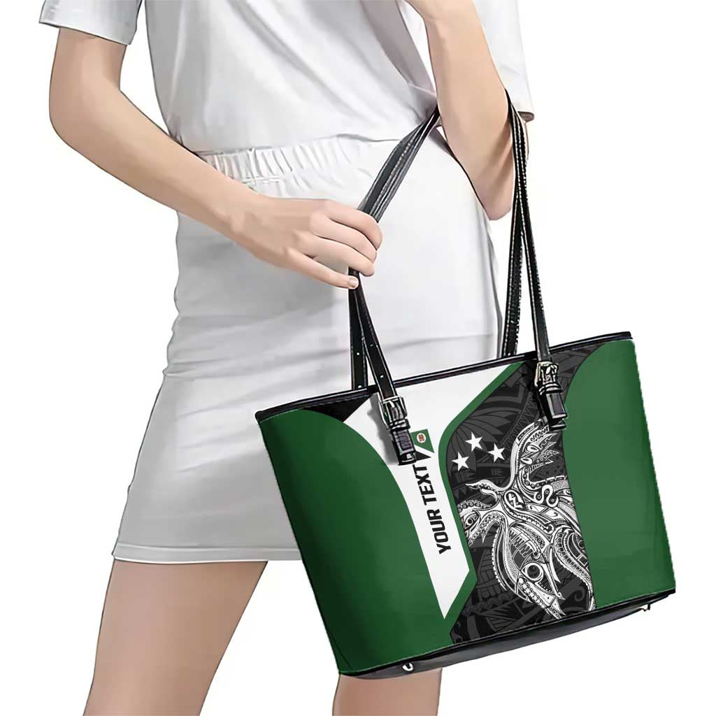 Personalised PNG Western Highlands Province Leather Tote Bag Bird of Paradise Tattoo Flag Motif - Polynesian Pride