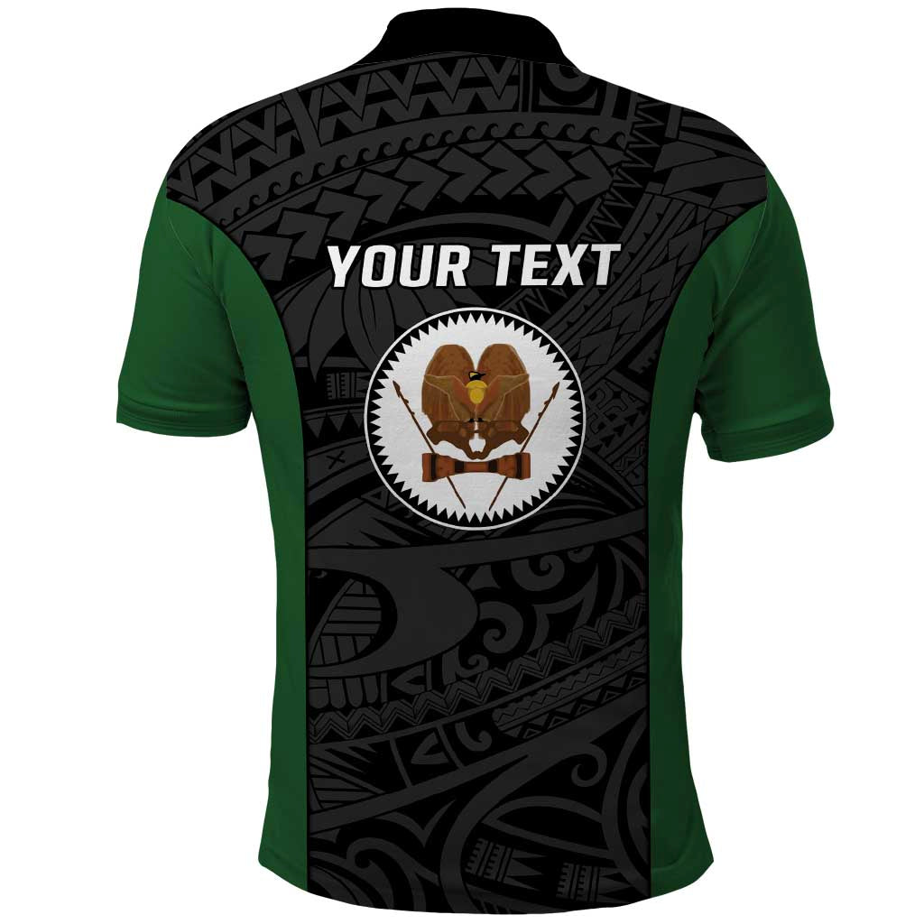 Personalised PNG Western Highlands Province Polo Shirt Bird of Paradise Tattoo Flag Motif - Polynesian Pride