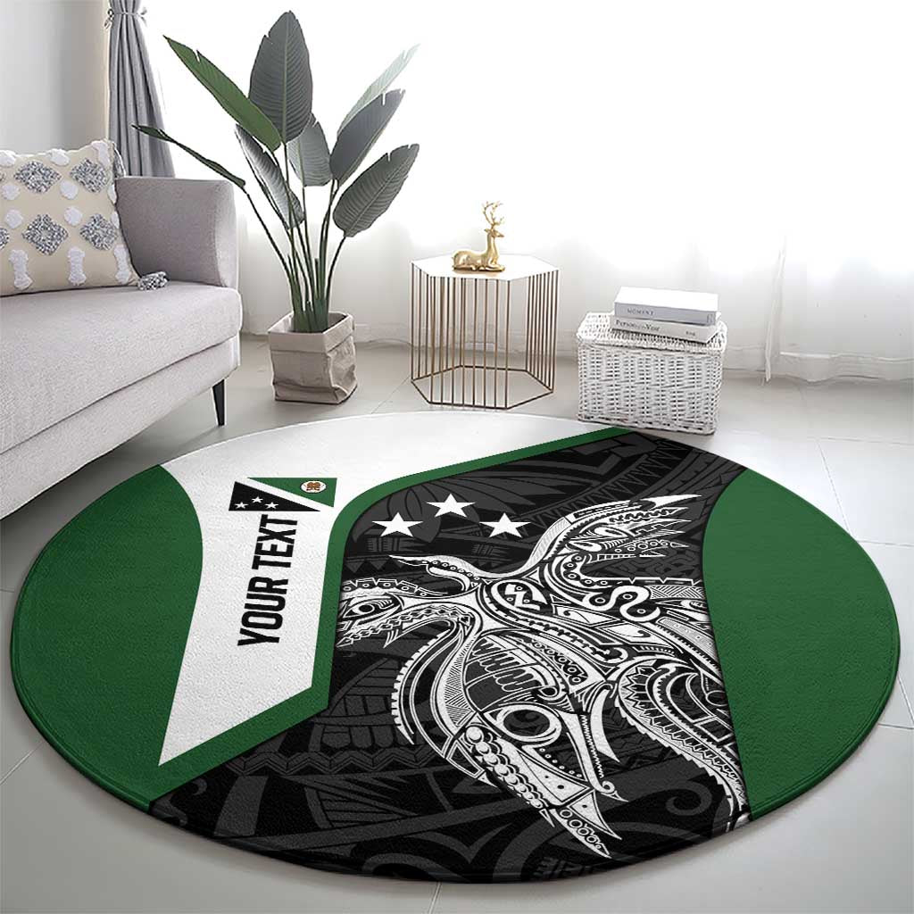 Personalised PNG Western Highlands Province Round Carpet Bird of Paradise Tattoo Flag Motif - Polynesian Pride