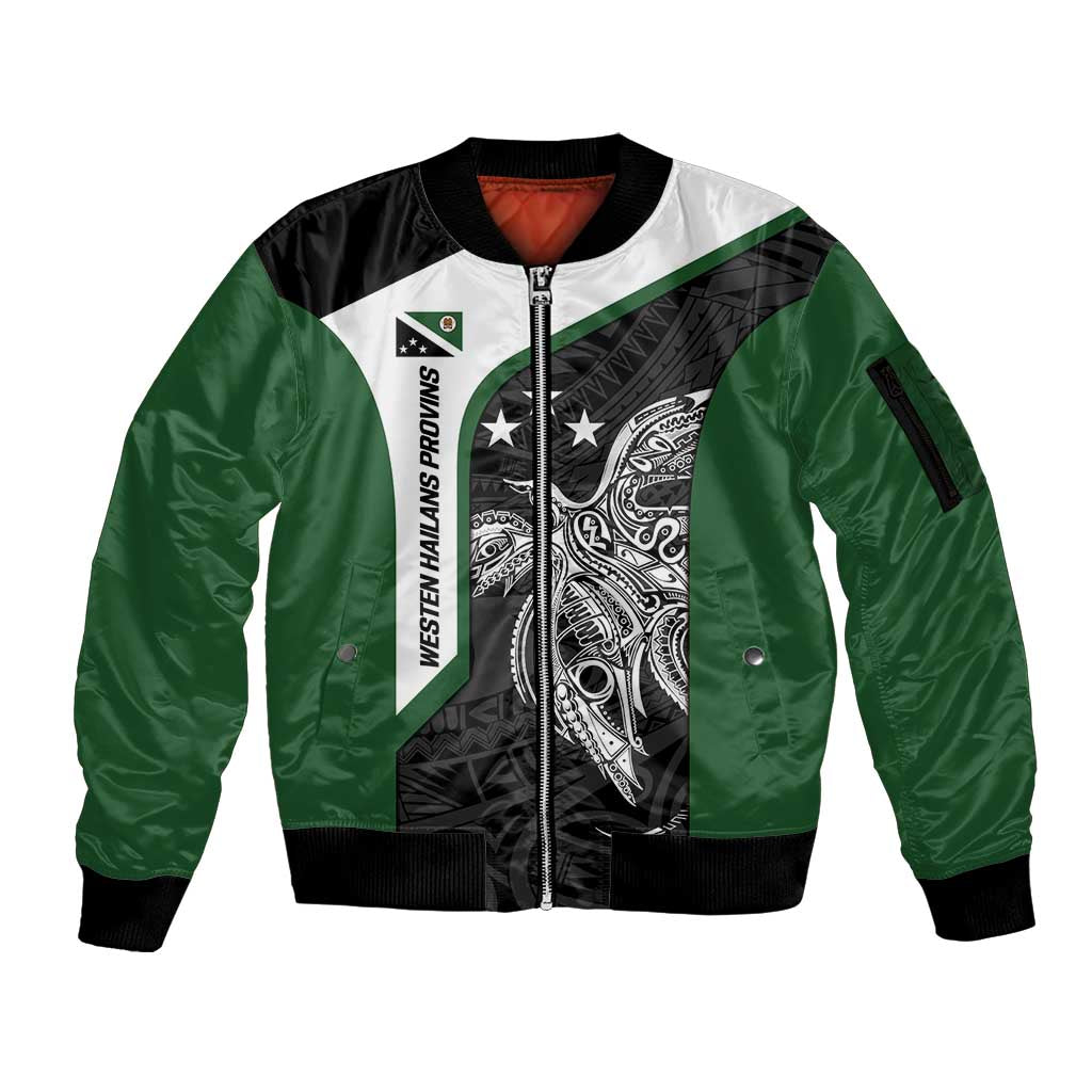 Personalised PNG Western Highlands Province Sleeve Zip Bomber Jacket Bird of Paradise Tattoo Flag Motif - Polynesian Pride