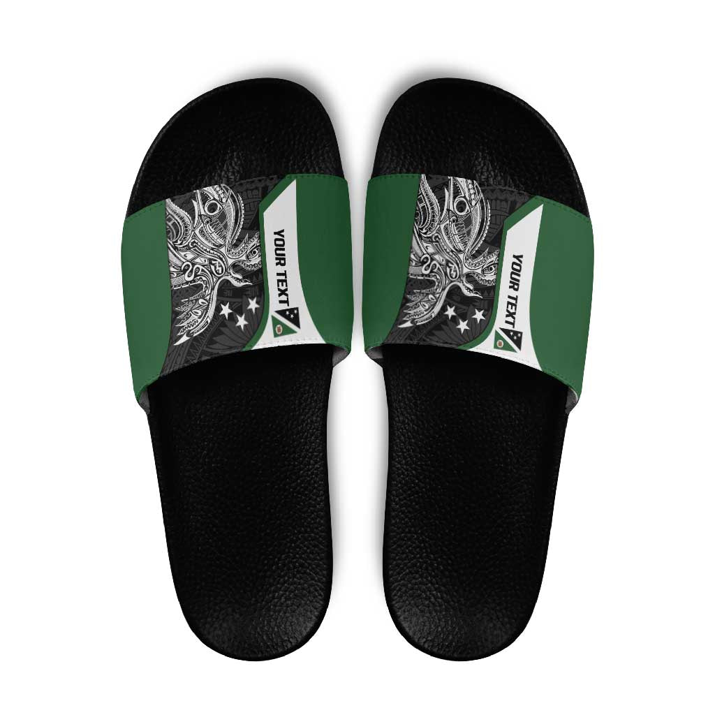 Personalised PNG Western Highlands Province Slide Sandals Bird of Paradise Tattoo Flag Motif - Polynesian Pride