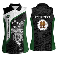 Personalised PNG Western Highlands Province Women Sleeveless Polo Shirt Bird of Paradise Tattoo Flag Motif LT9 - Polynesian Pride
