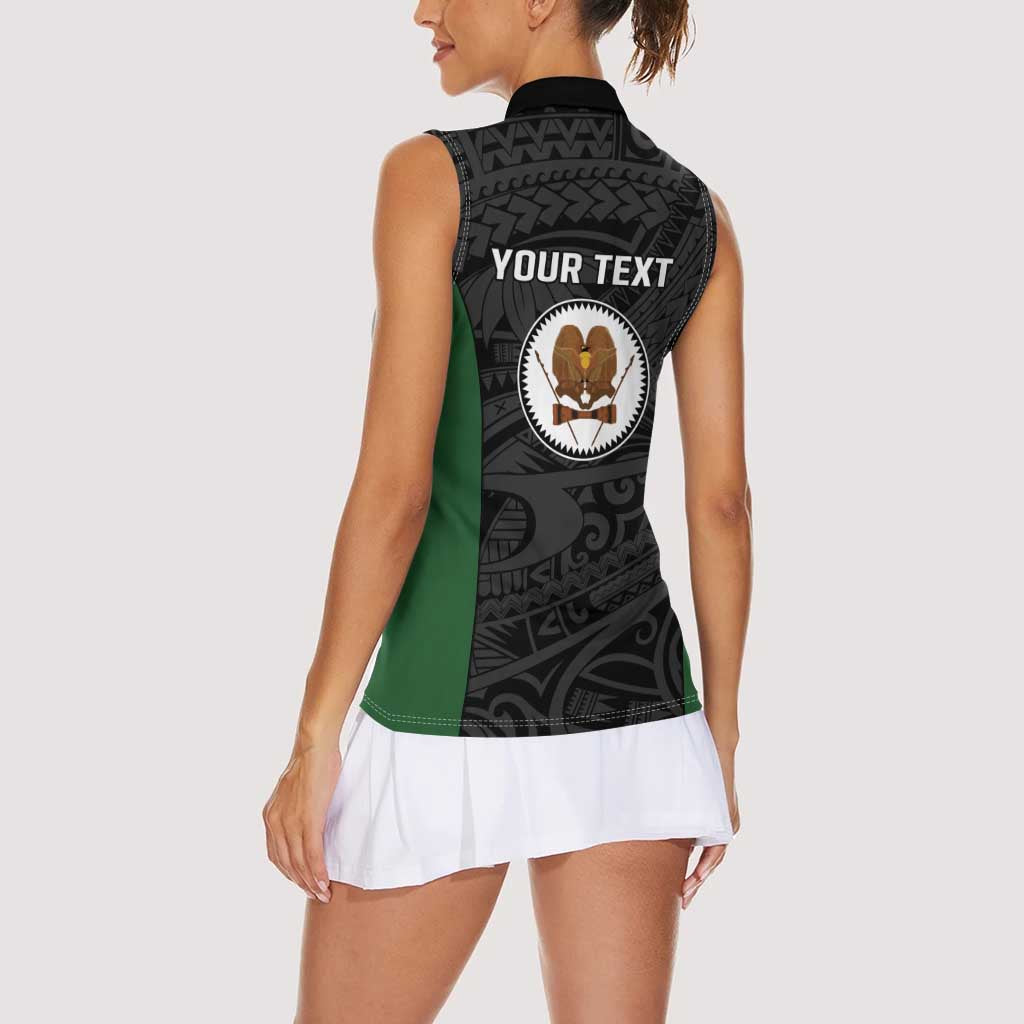 Personalised PNG Western Highlands Province Women Sleeveless Polo Shirt Bird of Paradise Tattoo Flag Motif LT9 - Polynesian Pride