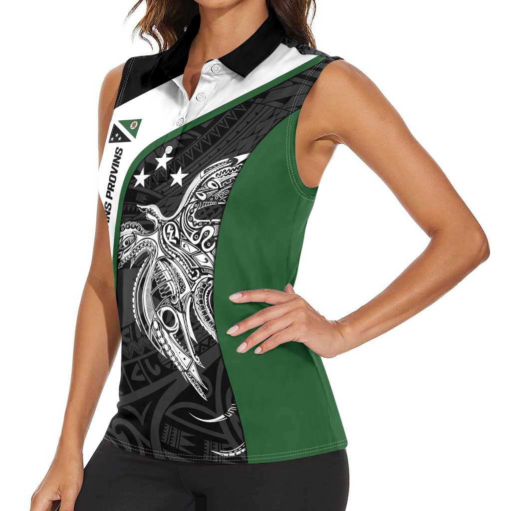 Personalised PNG Western Highlands Province Women Sleeveless Polo Shirt Bird of Paradise Tattoo Flag Motif LT9 - Polynesian Pride