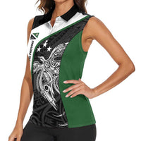 Personalised PNG Western Highlands Province Women Sleeveless Polo Shirt Bird of Paradise Tattoo Flag Motif LT9 - Polynesian Pride
