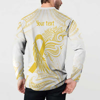 Be Bold Go Gold Polyneisan Ribbon Childhood Personalised Button Sweatshirt