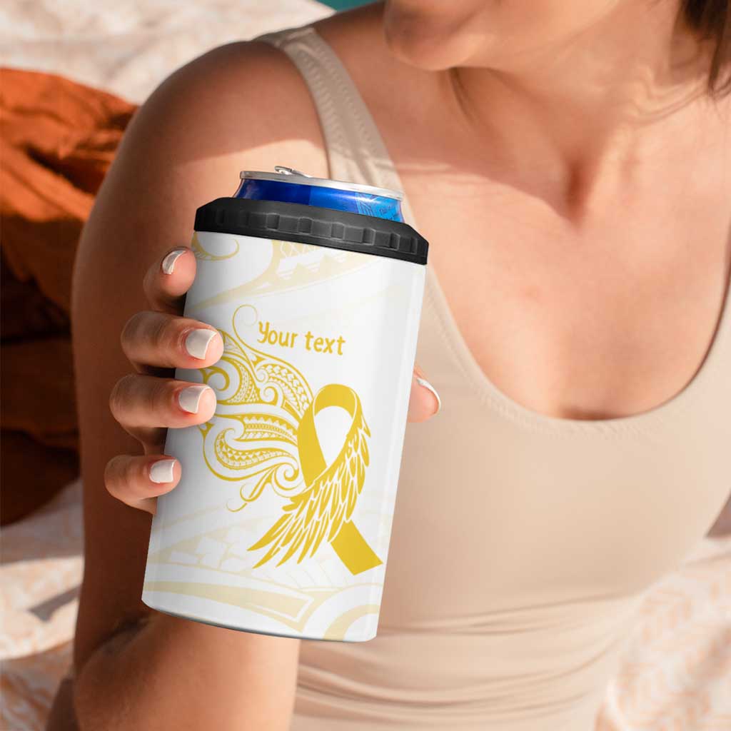 Be Bold Go Gold Polyneisan Ribbon Childhood Personalised 4 in 1 Can Cooler Tumbler