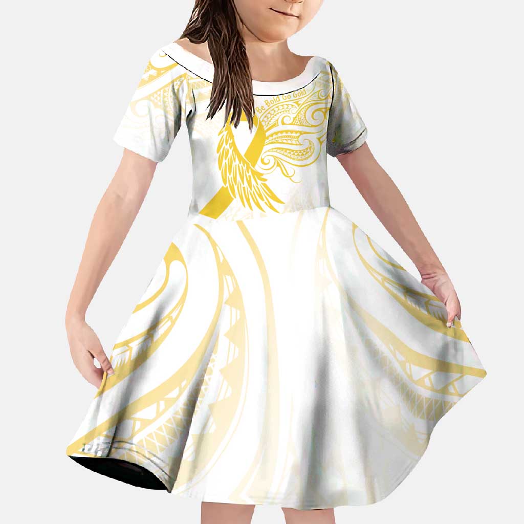 Be Bold Go Gold Polyneisan Ribbon Childhood Personalised Family Matching Mermaid Dress and Hawaiian Shirt