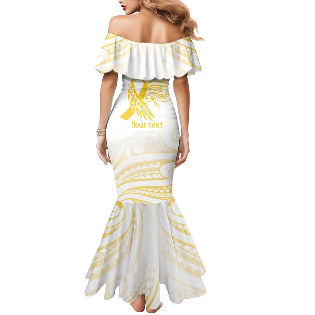 Be Bold Go Gold Polyneisan Ribbon Childhood Personalised Family Matching Mermaid Dress and Hawaiian Shirt