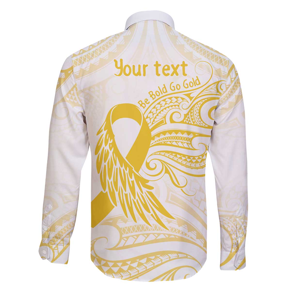 Be Bold Go Gold Polyneisan Ribbon Childhood Personalised Family Matching Off Shoulder Short Dress and Hawaiian Shirt