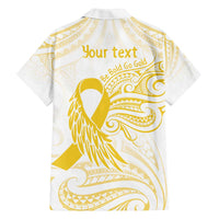 Be Bold Go Gold Polyneisan Ribbon Childhood Personalised Family Matching Puletasi and Hawaiian Shirt