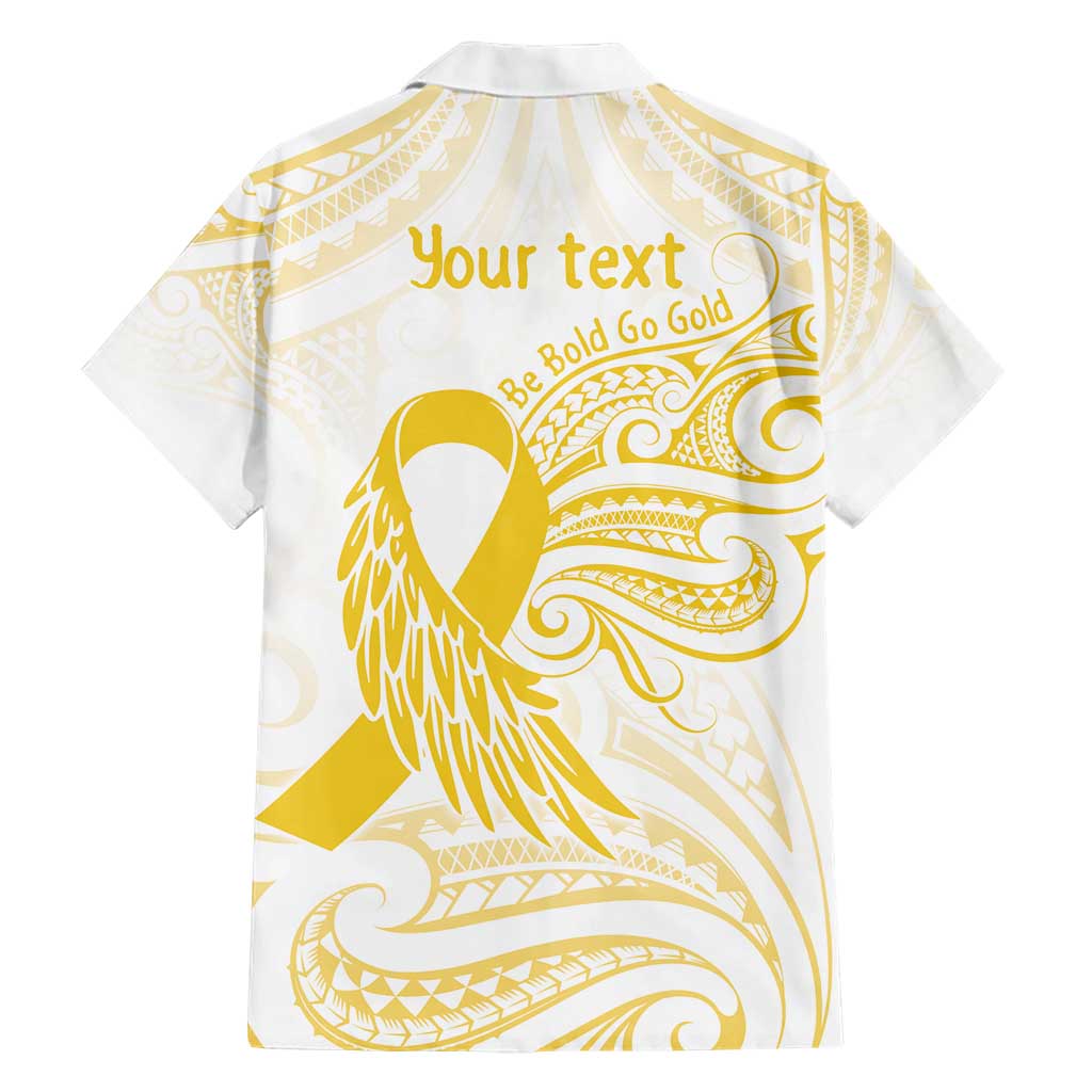 Be Bold Go Gold Polyneisan Ribbon Childhood Personalised Family Matching Short Sleeve Bodycon Dress and Hawaiian Shirt