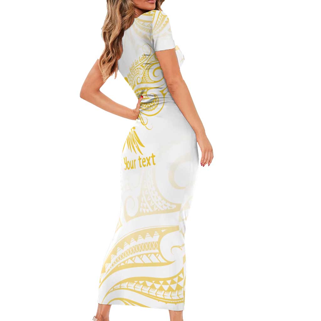 Be Bold Go Gold Polyneisan Ribbon Childhood Personalised Family Matching Short Sleeve Bodycon Dress and Hawaiian Shirt