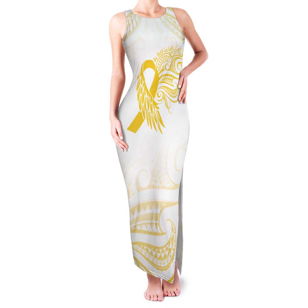 Be Bold Go Gold Polyneisan Ribbon Childhood Personalised Family Matching Tank Maxi Dress and Hawaiian Shirt