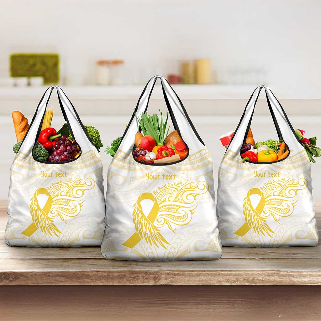 Be Bold Go Gold Polyneisan Ribbon Childhood Personalised Grocery Bag