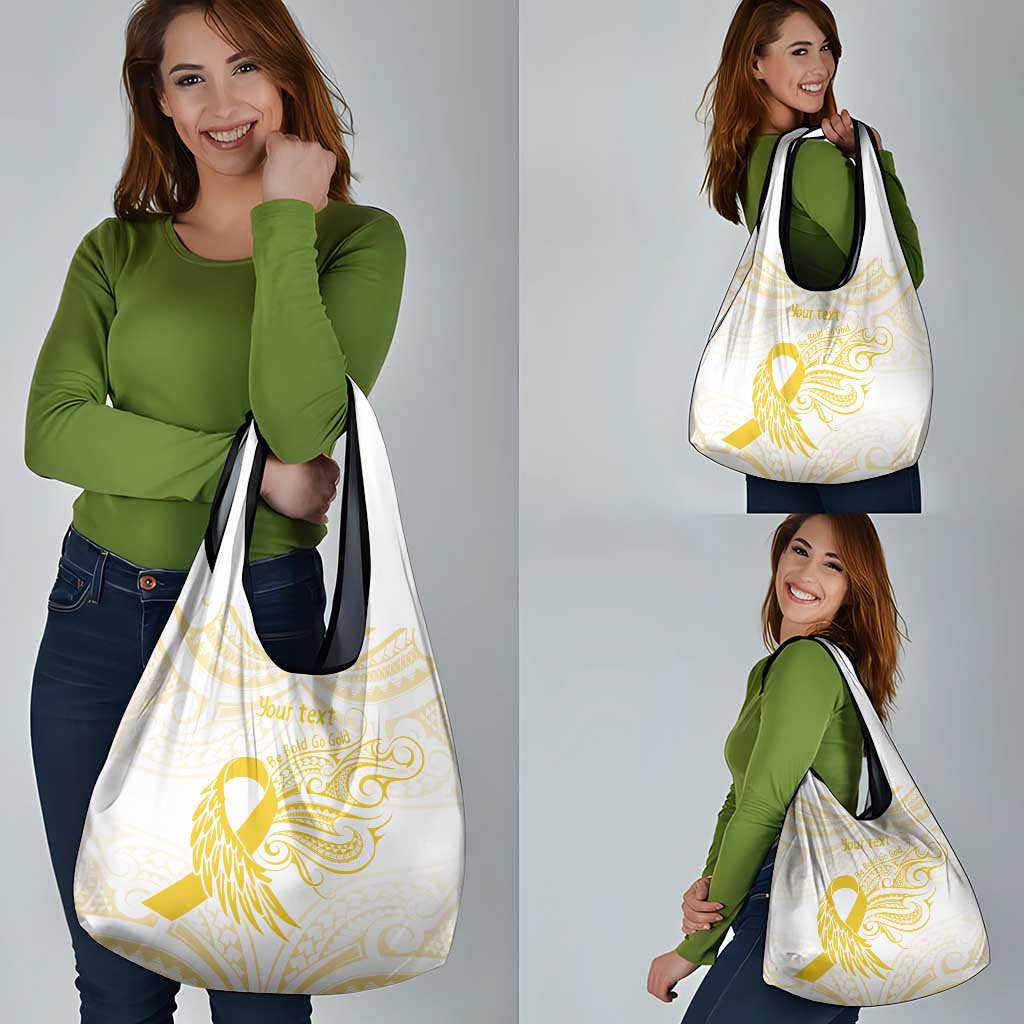 Be Bold Go Gold Polyneisan Ribbon Childhood Personalised Grocery Bag