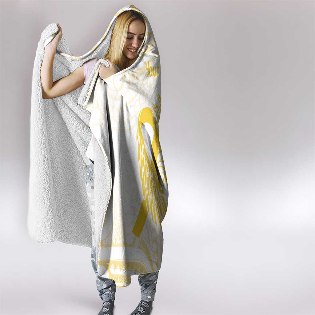 Be Bold Go Gold Polyneisan Ribbon Childhood Personalised Hooded Blanket