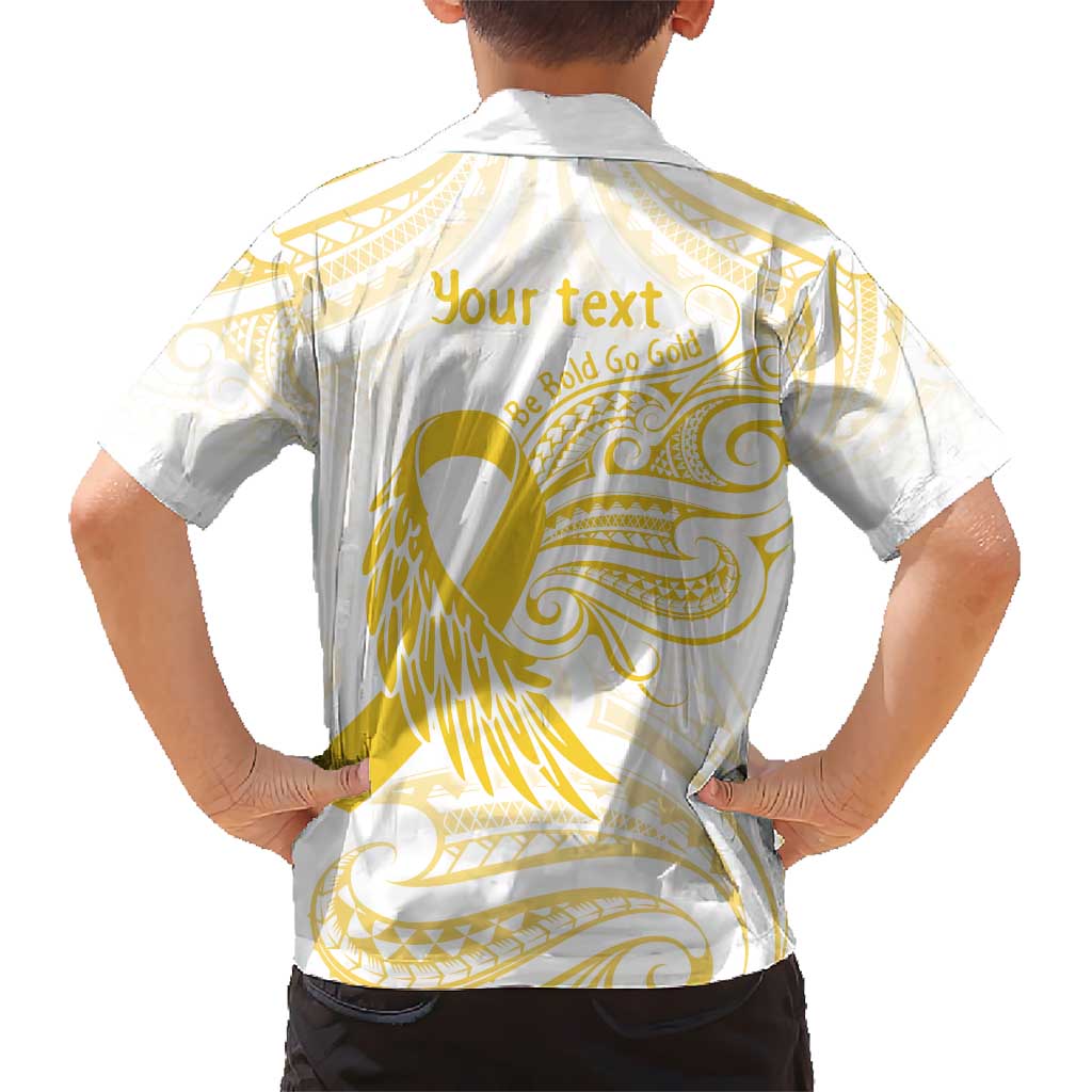 Be Bold Go Gold Polyneisan Ribbon Childhood Personalised Kid Hawaiian Shirt
