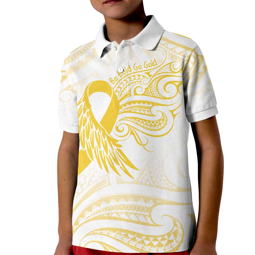 Be Bold Go Gold Polyneisan Ribbon Childhood Personalised Kid Polo Shirt LT9 Kid Gold - Polynesian Pride