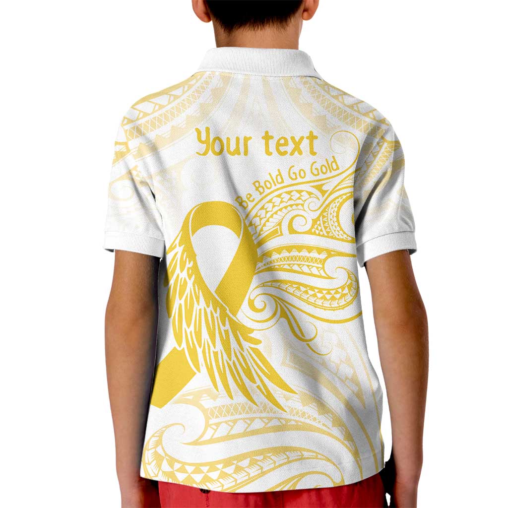 Be Bold Go Gold Polyneisan Ribbon Childhood Personalised Kid Polo Shirt LT9 - Polynesian Pride